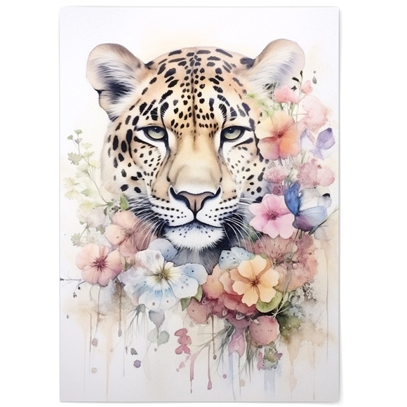 Watercolor Leopard Portrait Wall Art Illustration Print Poster Unframed - Picture 2 of 5